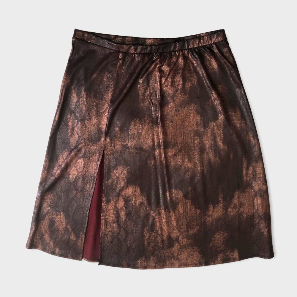 Free Press Clothing Shiny Snake Print Skirt Faux Leather size XXL